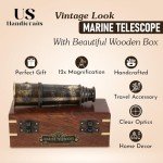 Vintage Marine Spyglass Telescope in Branded Wooden Box 