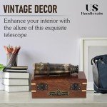 Vintage Marine Spyglass Telescope in Branded Wooden Box 