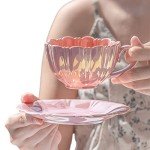 Flower-Shaped Porcelain Coffee Mug and Saucer Set