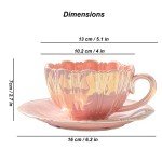 Flower-Shaped Porcelain Coffee Mug and Saucer Set
