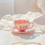 Flower-Shaped Porcelain Coffee Mug and Saucer Set