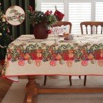 Vintage Holly Berry Christmas Tablecloth 52 x 70 Inches