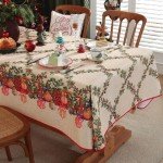 Vintage Holly Berry Christmas Tablecloth 52 x 70 Inches