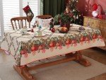 Vintage Holly Berry Christmas Tablecloth 52 x 70 Inches