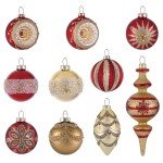 Elegant Red and Gold Christmas Ornament Set, 10ct