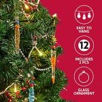 12 Colorful Glass Icicle Ornaments for Christmas