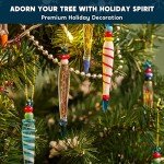 12 Colorful Glass Icicle Ornaments for Christmas