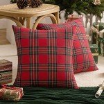 Christmas Tartan Throw Pillow Covers - Set of 2