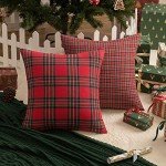 Christmas Tartan Throw Pillow Covers - Set of 2
