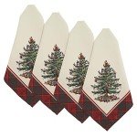Spode Christmas Tree Tartan Napkin Set of 4