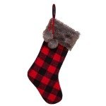 Plaid Faux Fur Cuff Christmas Stocking by Kurt Adler