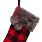 Plaid Faux Fur Cuff Christmas Stocking by Kurt Adler