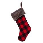 Plaid Faux Fur Cuff Christmas Stocking by Kurt Adler