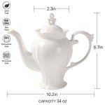 Elegant English Teapot in Ultra White Porcelain