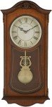 Elegant Wooden Chime Wall Clock by Bulova