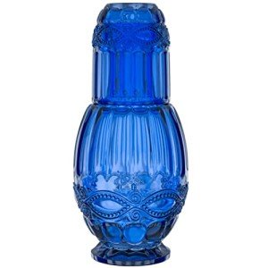 Blue Bedside Water Carafe with Tumbler Set