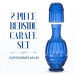Blue Bedside Water Carafe with Tumbler Set