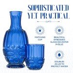 Blue Bedside Water Carafe with Tumbler Set