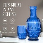 Blue Bedside Water Carafe with Tumbler Set