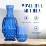 Blue Bedside Water Carafe with Tumbler Set