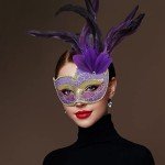 Elegant Feather Venetian Masquerade Mask for Parties