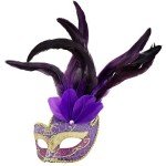 Elegant Feather Venetian Masquerade Mask for Parties