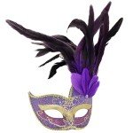 Elegant Feather Venetian Masquerade Mask for Parties