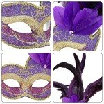 Elegant Feather Venetian Masquerade Mask for Parties