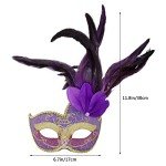 Elegant Feather Venetian Masquerade Mask for Parties