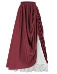 Dark Red High-Waisted Maxi Skirt for Women