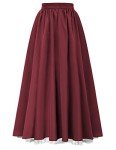 Dark Red High-Waisted Maxi Skirt for Women
