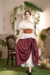 Dark Red High-Waisted Maxi Skirt for Women