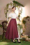 Dark Red High-Waisted Maxi Skirt for Women