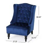 Navy Blue Velvet High-Back Club Chair