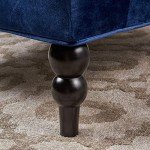 Navy Blue Velvet High-Back Club Chair