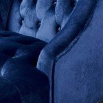 Navy Blue Velvet High-Back Club Chair