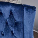 Navy Blue Velvet High-Back Club Chair