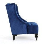 Navy Blue Velvet High-Back Club Chair