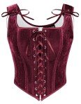 Red Lace Up Overbust Corset - Vintage Style