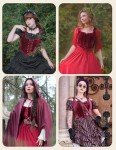 Red Lace Up Overbust Corset - Vintage Style