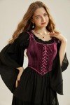 Red Lace Up Overbust Corset - Vintage Style