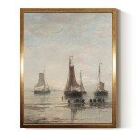 Vintage Canvas Wall Art: Scheveningen Boats Print