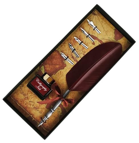 Elegant Calligraphy Quill Pen Set with Feather