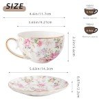 Floral Gold-Trimmed Porcelain Tea Cup Set