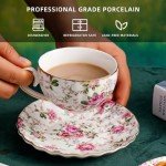 Floral Gold-Trimmed Porcelain Tea Cup Set