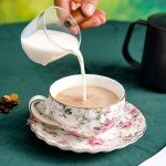Floral Gold-Trimmed Porcelain Tea Cup Set