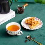 Floral Gold-Trimmed Porcelain Tea Cup Set