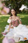 Victorian Floral Corset with Sweetheart Neckline