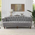 Victorian Tufted Chesterfield Sofa in Opal Grey