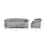 Victorian Tufted Chesterfield Sofa in Opal Grey